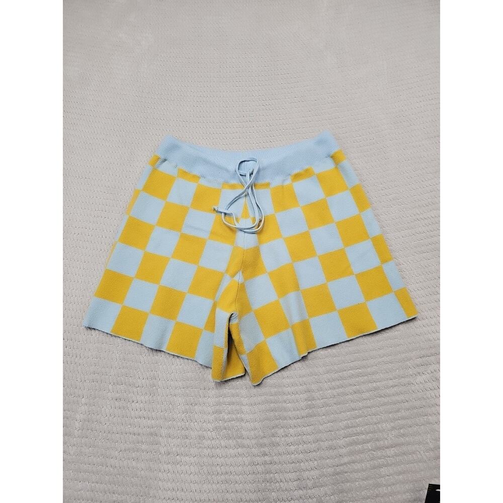 Lucca Shorts Womens XL Checkered Print Sweater Shorts